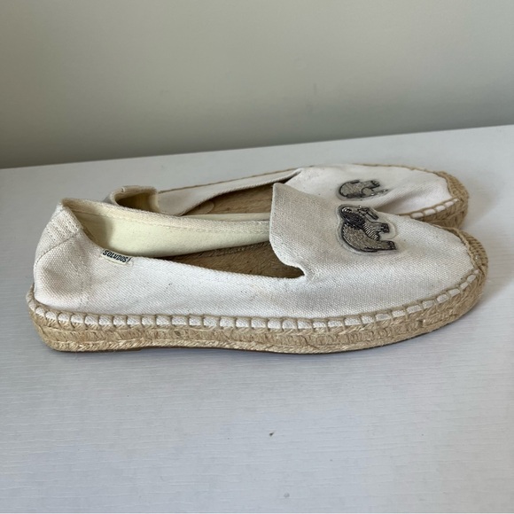 Soludos Shoes Womens 9 Beaded Elephant Canvas Espadrilles Shoes White - Picture 5 of 8